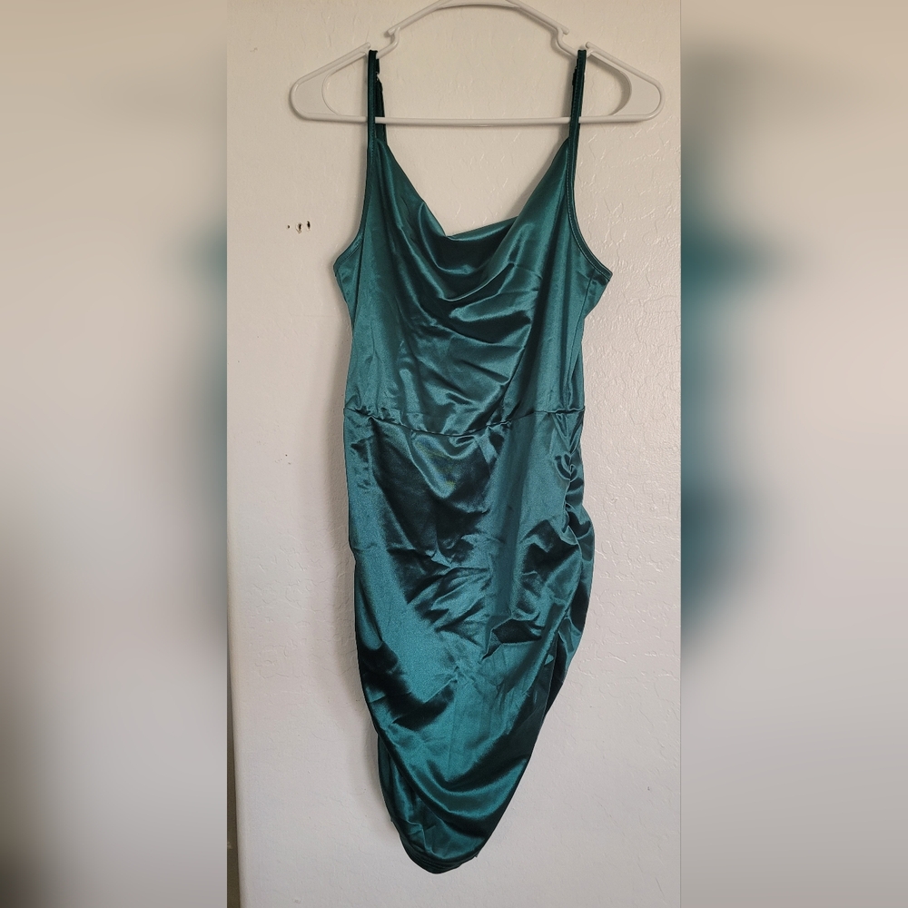 Shein Teal Satin Dress